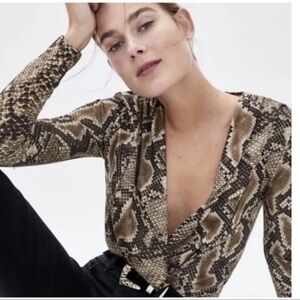 Zara Python snake Print long sleeve Boysuit size medium